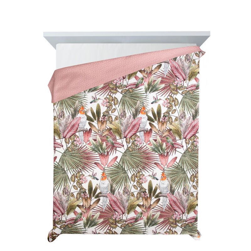 Narzuta D91 Parrot zielona 220 X 240 CM – z tropikalnym wzorem