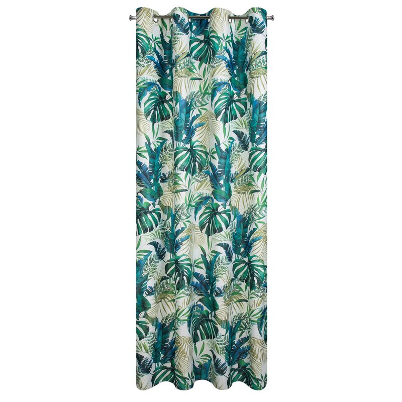 Zasłona gotowa Dimout Nelly biała 140 X 250 cm – z tropikalnym wzorem