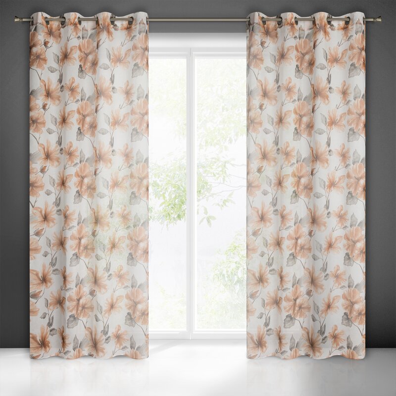 Firana gotowa Sofia biała 140 X 250 cm – delikatny kwiatowy wzór