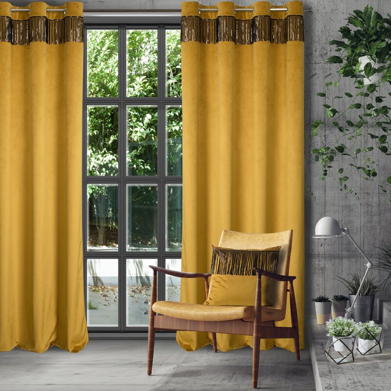 Zasłona gotowa Jasper złota 140 X 250 cm – welwetowa z cekinami