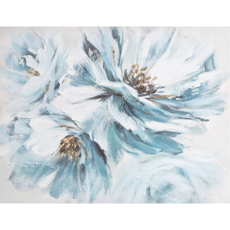 Obraz ręcznie malowany kwiatowy biały 80 X 60 cm – wprowadza subtelny urok