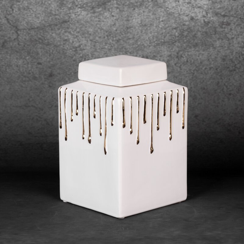 Wazon ceramiczny biały 14 x 14 x 23 cm – na suche i kwiaty