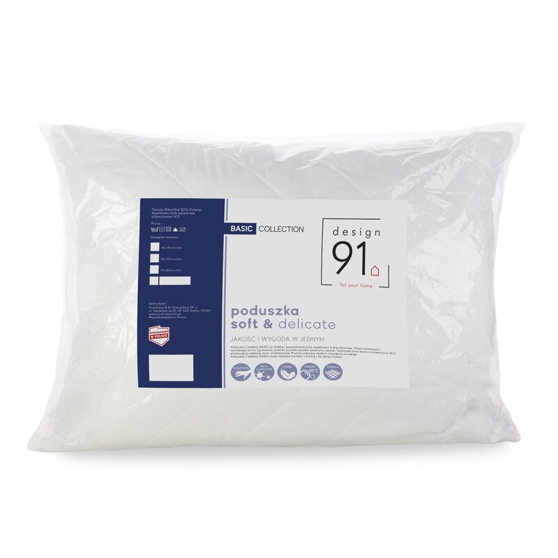 Poduszka DESIGN91 biała 70 X 80 cm – z pikowanym wzorem