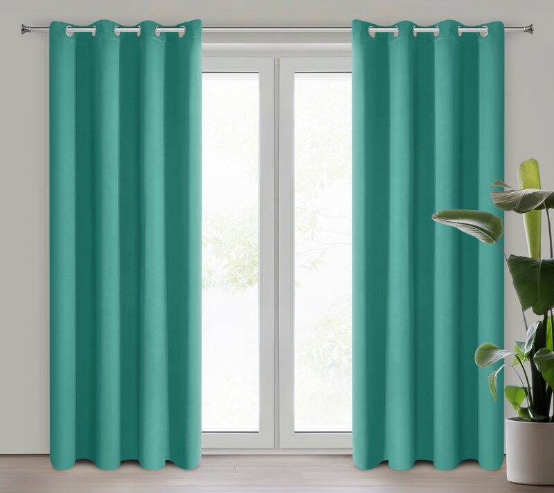 Zasłona gotowa D91 turkusowa 140 x 250 cm – zaciemniająca i stylowa