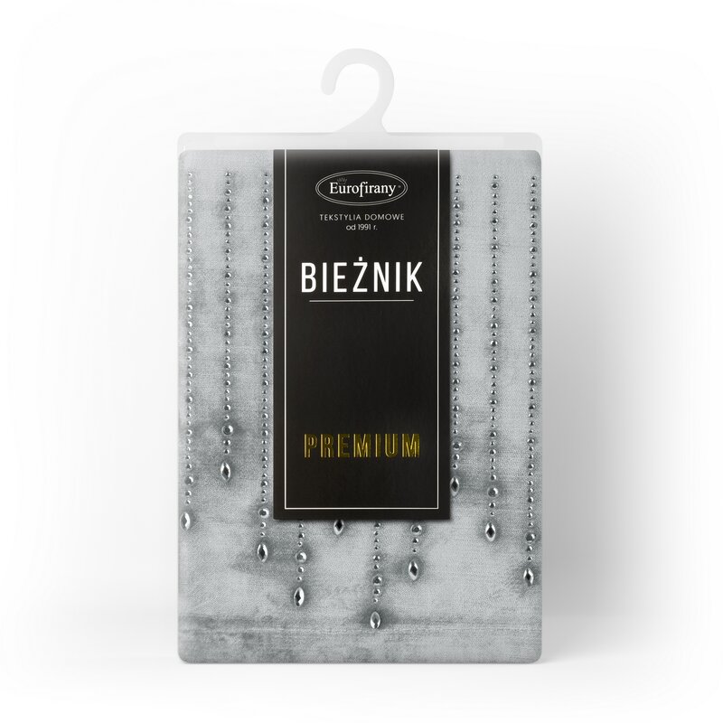 Obrus glamour srebrny 35 x 140 cm – łatwy w czyszczeniu