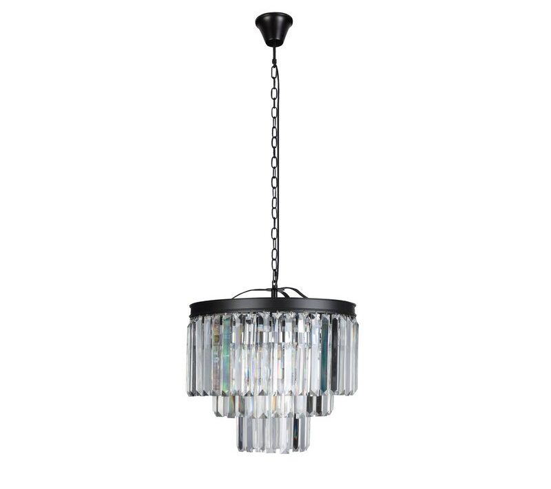 Lampa wisząca AVA 01 czarna 51 X 37 CM – z kryształowymi detalami