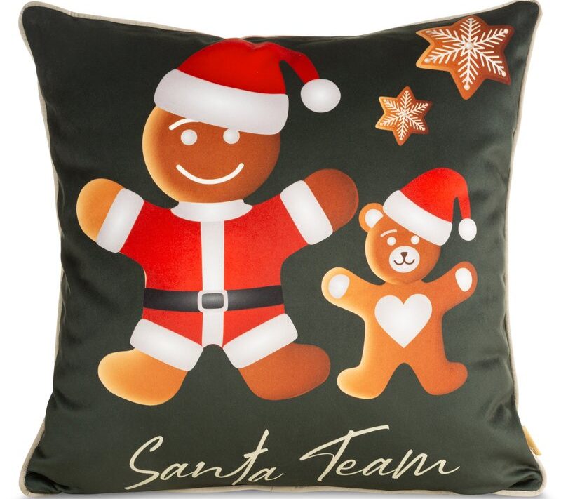Poszewka świąteczna Ginger03 zielona 60 x 60 cm – welwetowa i miękka