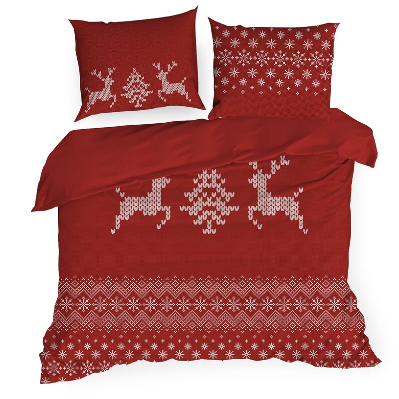 KOMPLET POŚCIELI ŚWIATECZNEJ NOEL01 160 X 200 CM CZERWONY