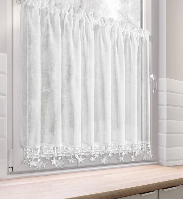 Zasłona bożonarodzeniowa SW/XMAS biała 90X150 cm – gotowa do zawieszenia