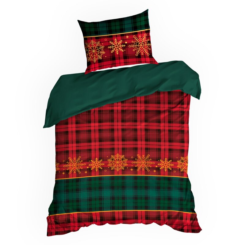 Pościel świąteczna Glory czerwona 140 x 200 cm – 100% bawełna