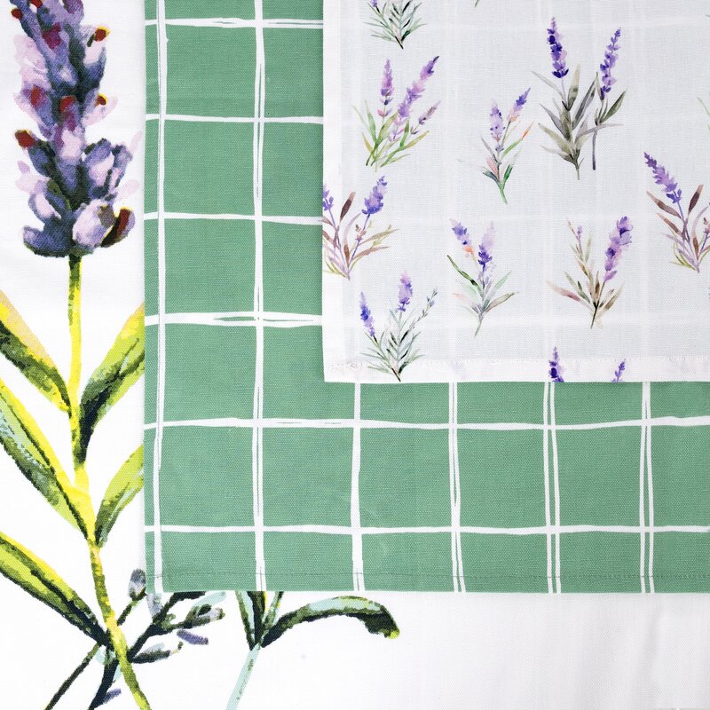 Komplet ściereczek kuchennych 3szt 50x75 cm bawełniany kolor naturalny, zielony 200 g/m2 LAVENDER – świeży powiew natury