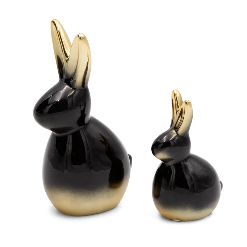 Figurka zająca wielkanocnego czarno-złota 10x7x17 cm – doda blasku wnętrzu
