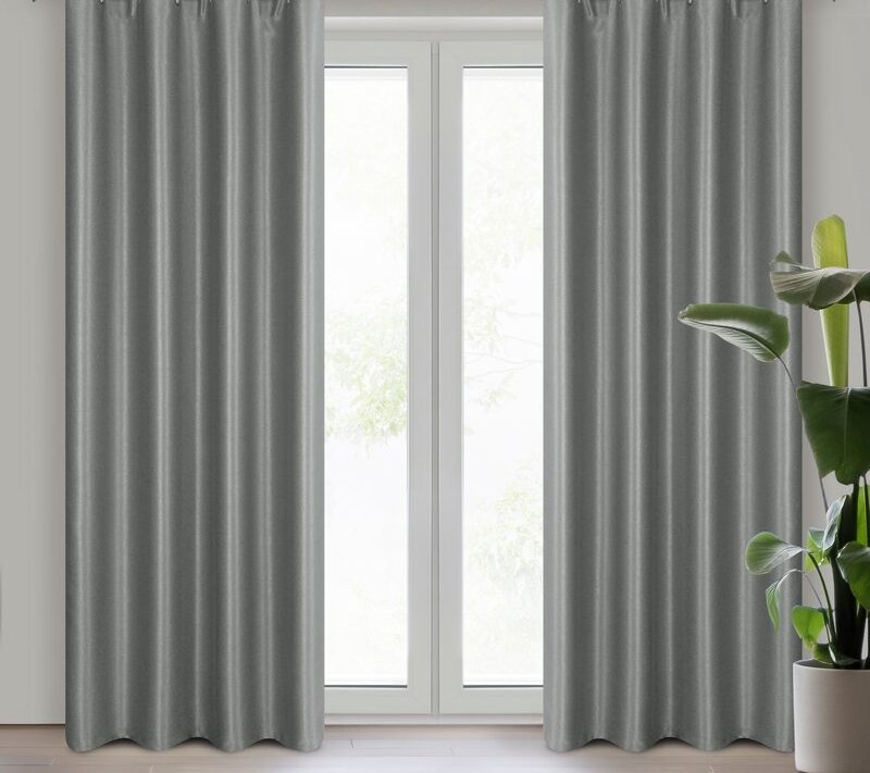 Zasłona gotowa Selina stalowa 140 x 250 cm – zaciemnienie sypialni