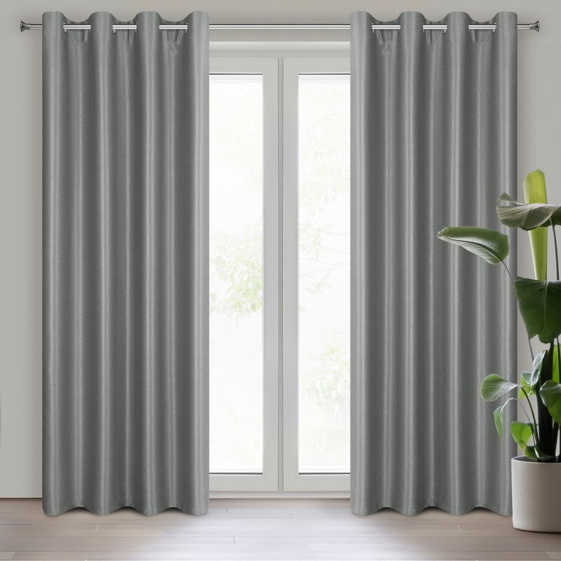 Zasłona gotowa Selina stalowa 140 x 250 cm – zaciemnienie sypialni
