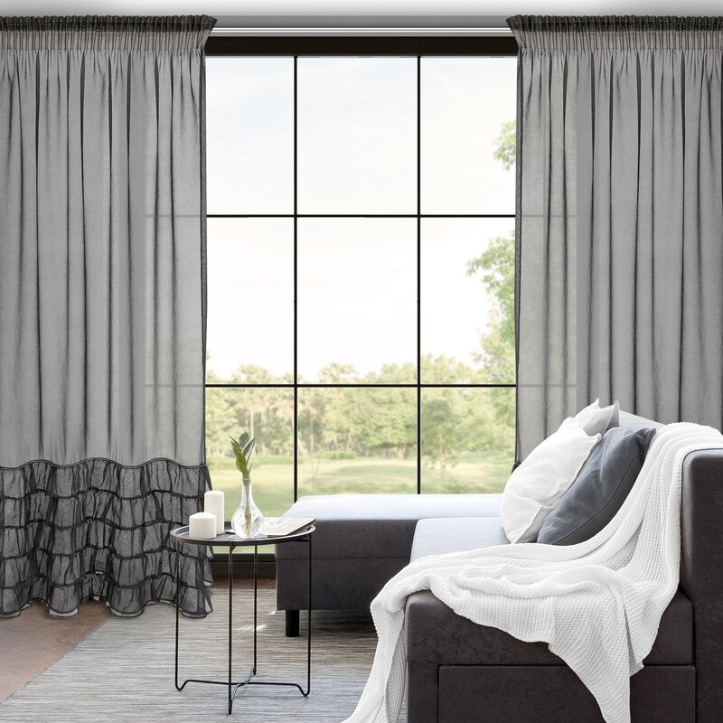 Firana gotowa Carli czarna 140 x 250 cm – zaciemniająca i stylowa