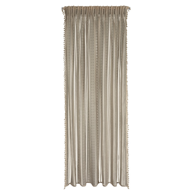 Zasłona gotowa Adora jasnobeżowa 140 X 270 cm – ze stylowymi frędzlami