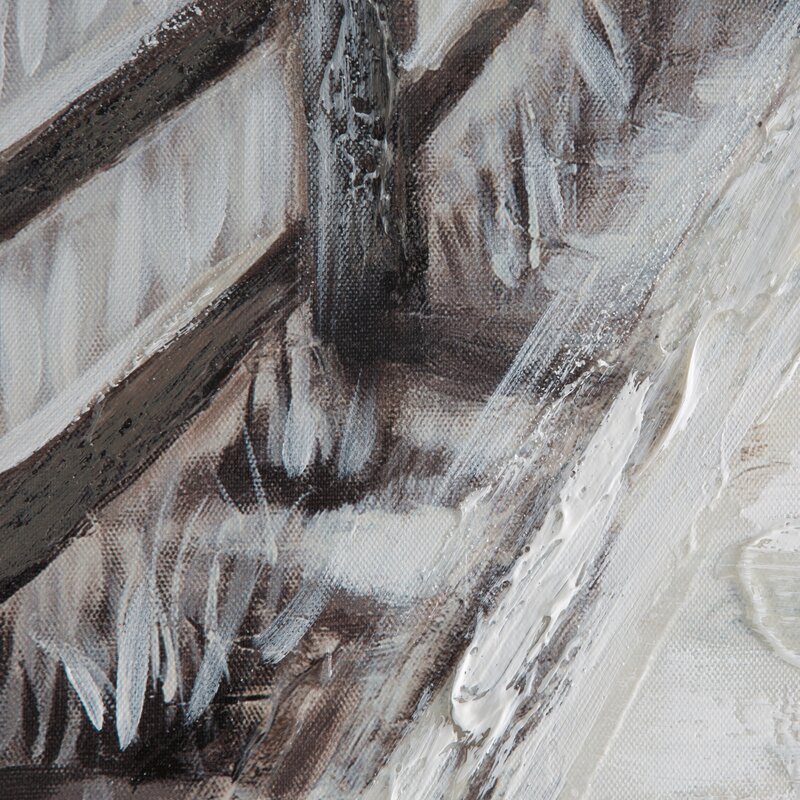 Obraz ręcznie malowany pejzaż zimowy szary 80 X 120 CM – tworzy spokojny nastrój