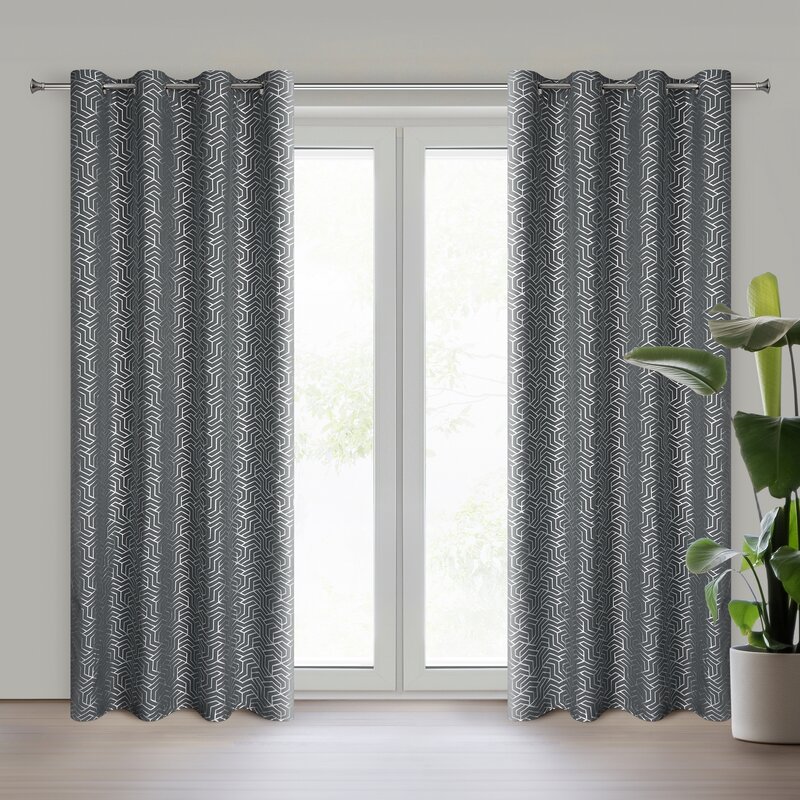Zasłona gotowa stalowa 140 x 250 cm – zaciemnia i zdobi