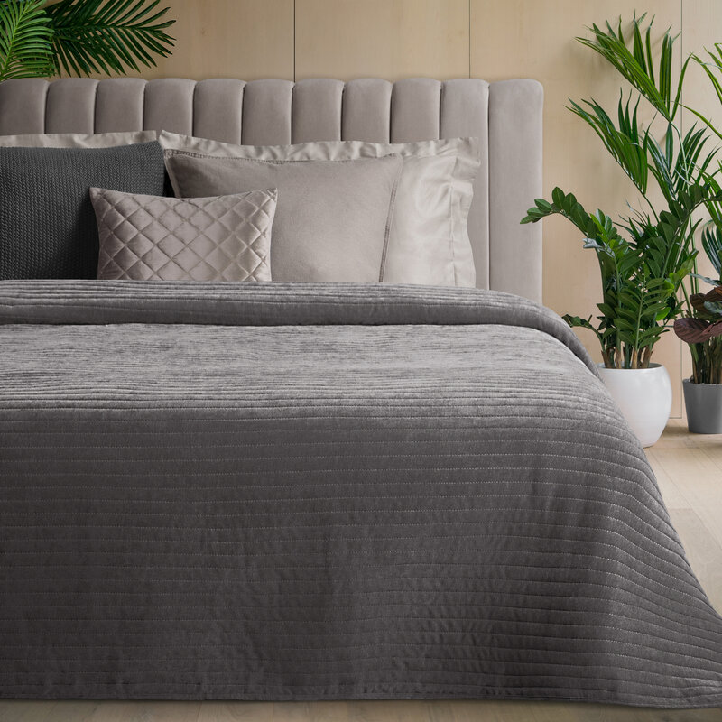 Narzuta GLORI stalowa 170 x 210 cm – dodatek do sypialni