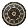 Zegar ścienny industrialny czarny O 76 x 8 cm – stylowy dodatek do wnętrz