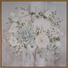 Obraz ręcznie malowany bukiet kwiatów beżowy 60 X 60 cm – wnosi spokój