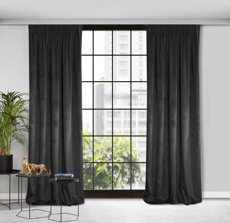 Zasłona gotowa D91 czarna 140 x 270 cm – zaciemnia pomieszczenie