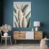 Obraz ręcznie malowany z motywem liści beżowy 60 X 90 cm – dla harmonii wnętrza