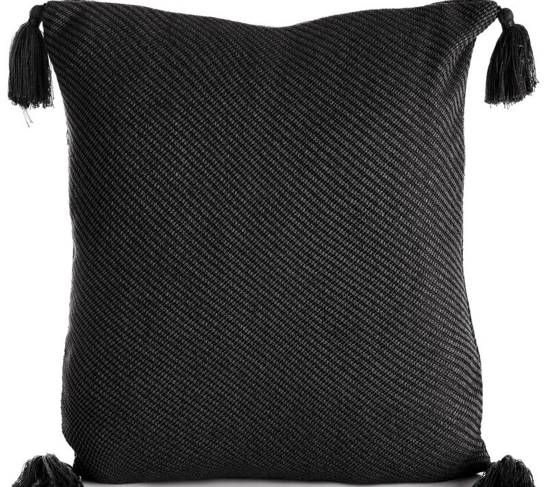 Poszewka dekoracyjna Poly 07 czarna 45 X 45 cm – miękka z pomponami