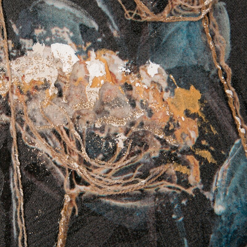 Obraz ręcznie malowany kwiatowy czarny 60 X 80 cm – wnosi artystyczny charakter