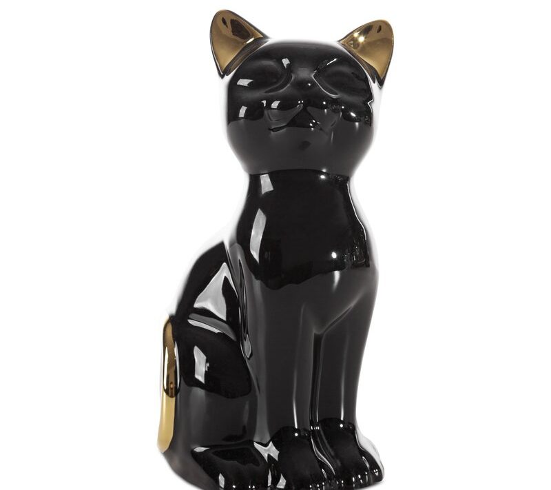 Figurka ceramiczna kot czarny 11 x 9 x 20 cm – stylowa dekoracja