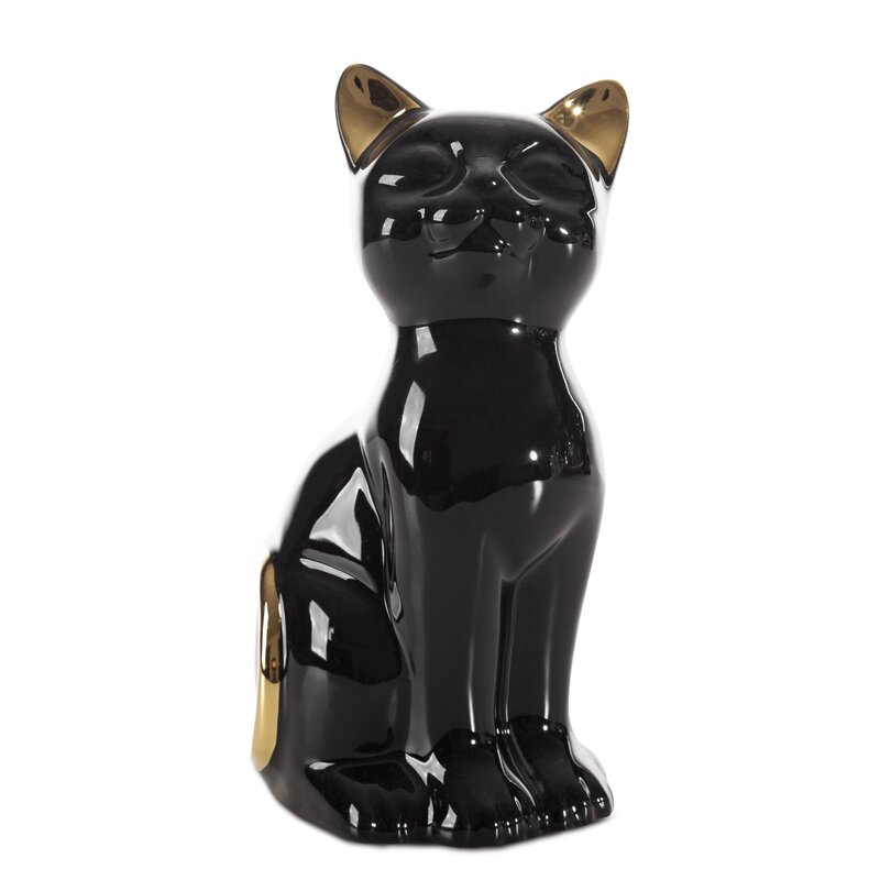Figurka ceramiczna kot czarny 11 x 9 x 20 cm – stylowa dekoracja