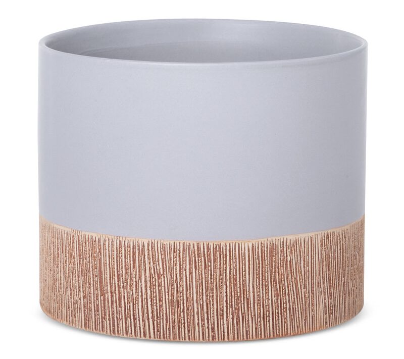 Doniczka ceramiczna popielata fi 18 x 15 cm – do salonu i sypialni