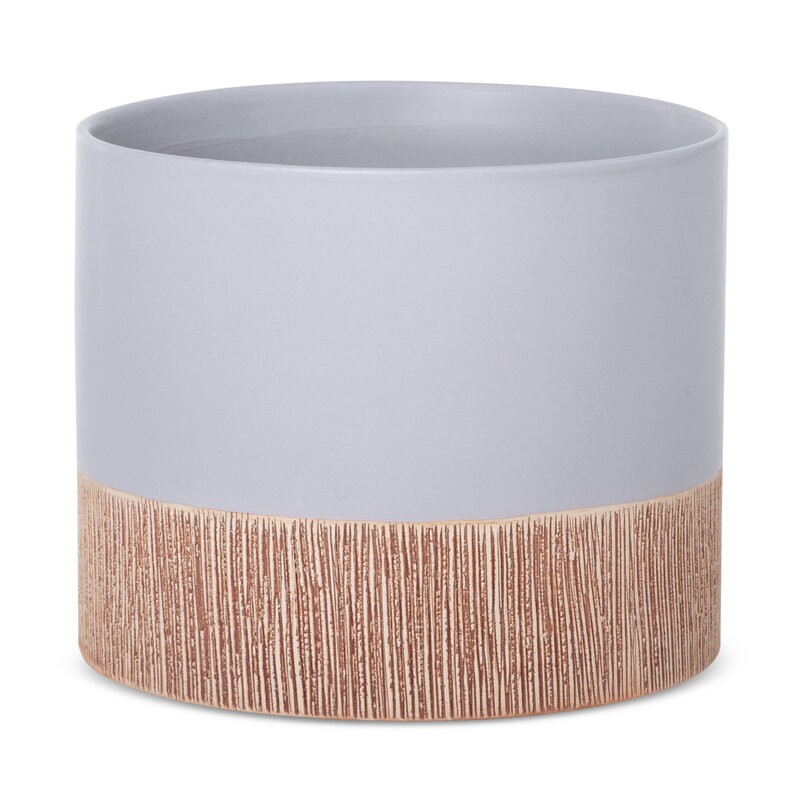 Doniczka ceramiczna popielata fi 18 x 15 cm – do salonu i sypialni