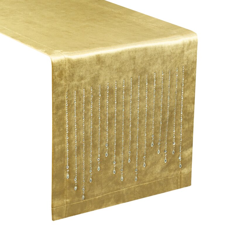 Obrus velvet ROYAL 3 złoty 35 x 140 cm – doda blasku stołowi