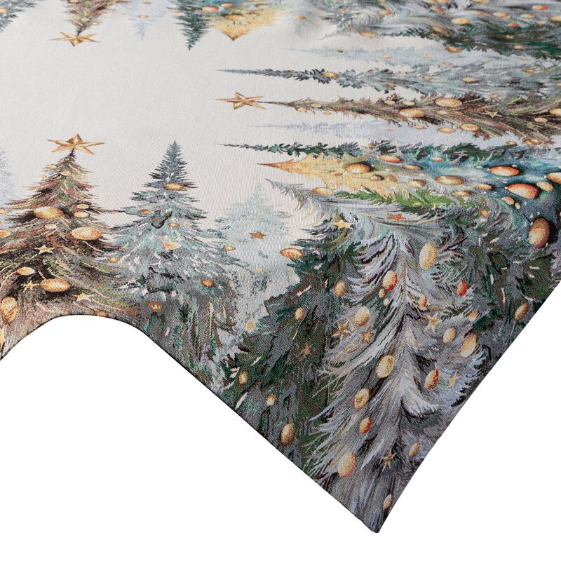 Obrus gobelinowy świąteczny naturalny 100x100 cm – trwały i elegancki