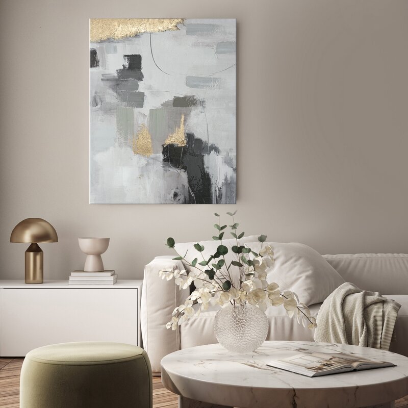 Obraz ręcznie malowany abstrakcyjny kremowy 80 X 100 CM – subtelny akcent artystyczny