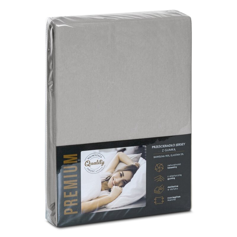 Prześcieradło jersey srebrne 240 x 220 x 30 cm – miękkie i otulające