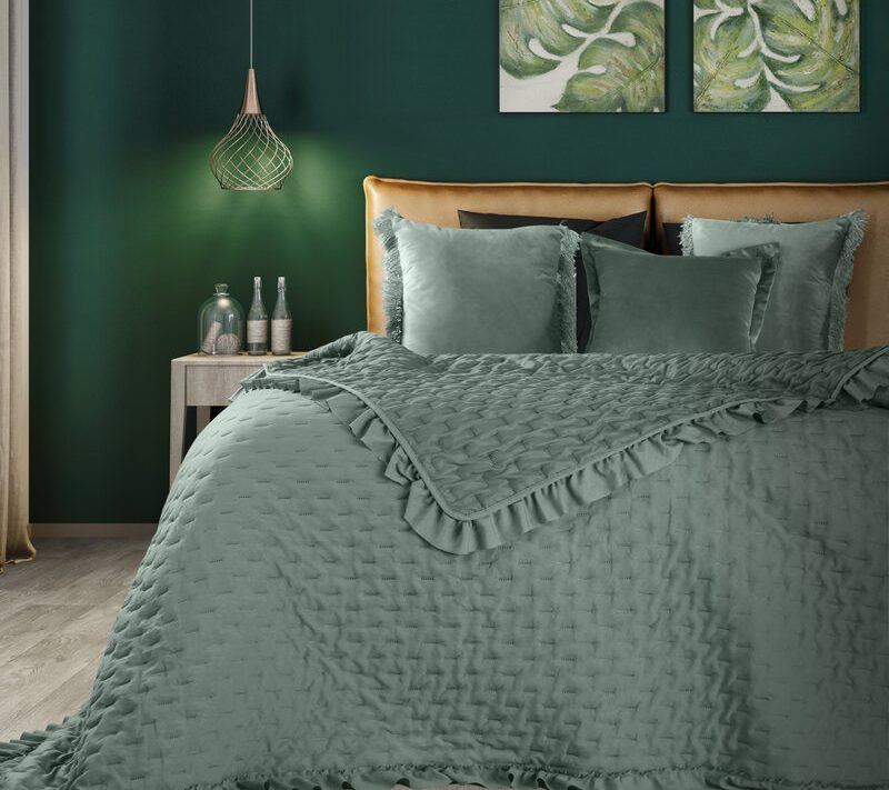Narzuta Microfibra SI/N/ISABEL ciemnomiętowa 220x240 – ożywia sypialnię