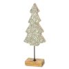 Figurka bożonarodzeniowa srebrna 11 x 5 x 30 cm – pięknie zdobiona cekinami