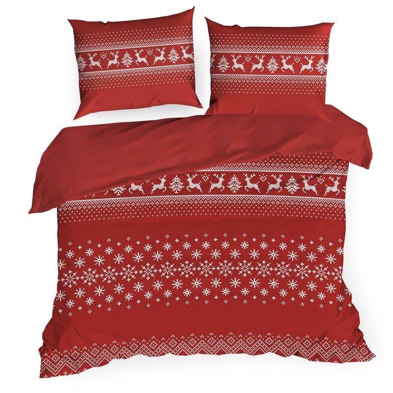 KOMPLET POŚCIELI ŚWIATECZNEJ NOEL02 140 X 200 CM CZERWONY
