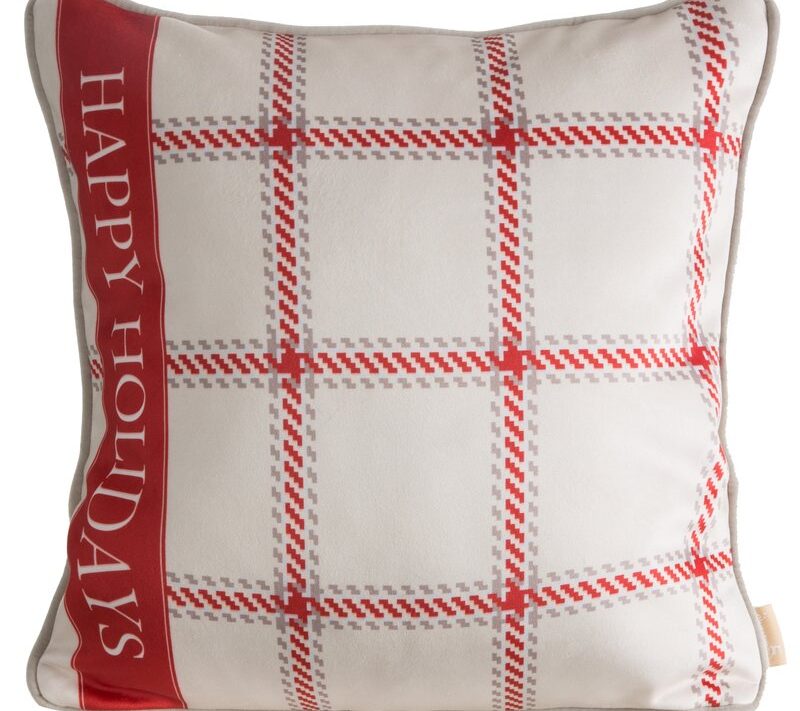 Poszewka świąteczna Clark02 beżowa 45 x 45 cm – miękka i welwetowa