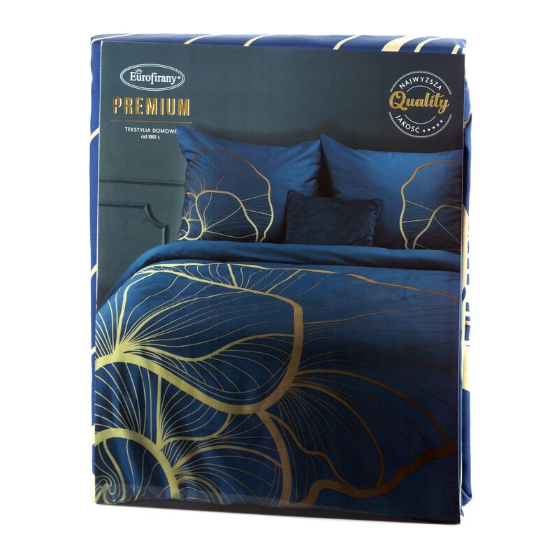 KOMPLET POŚCIELI SATYNOWEJ PREMIUM 4 220 X 200 CM CIEMNONIEBIESKI