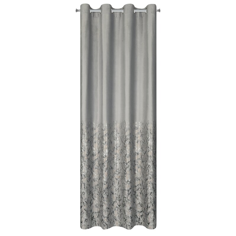 Zasłona gotowa srebrna 140 x 250 cm – zaciemniająca welwet