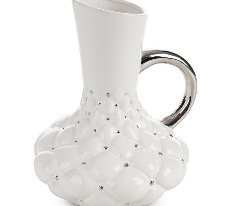 Wazon ceramiczny biały O 18 x 24 cm – na suche i kwiaty