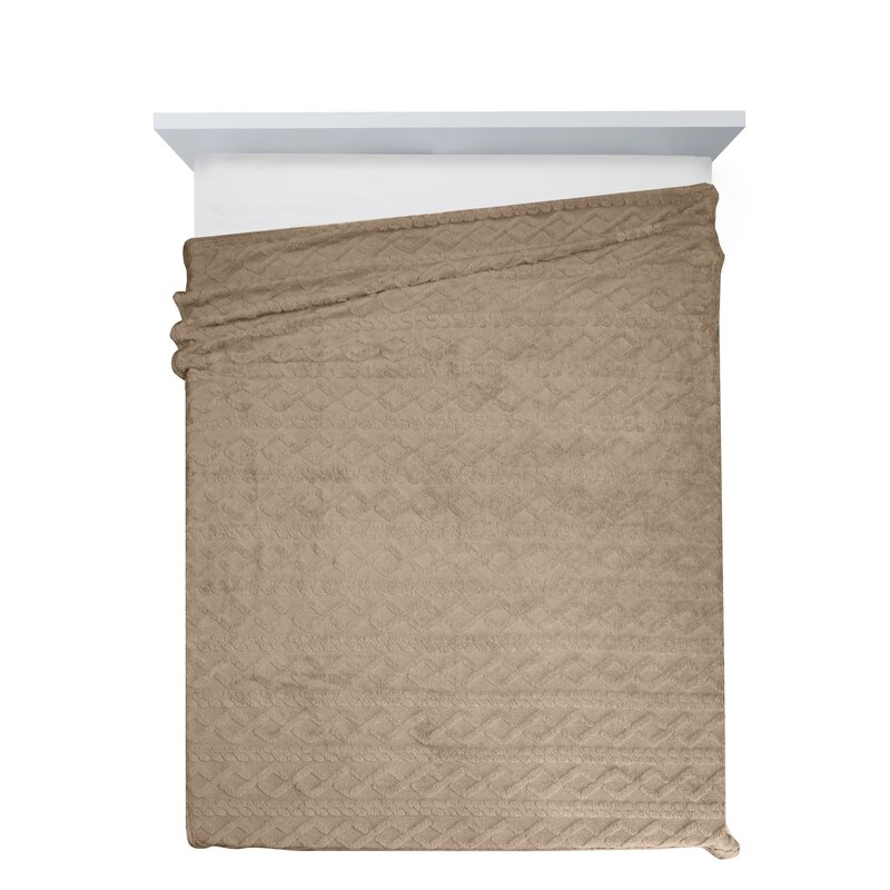 Koc flano warkocz beżowy 200 x 220 cm – dodaje przytulności