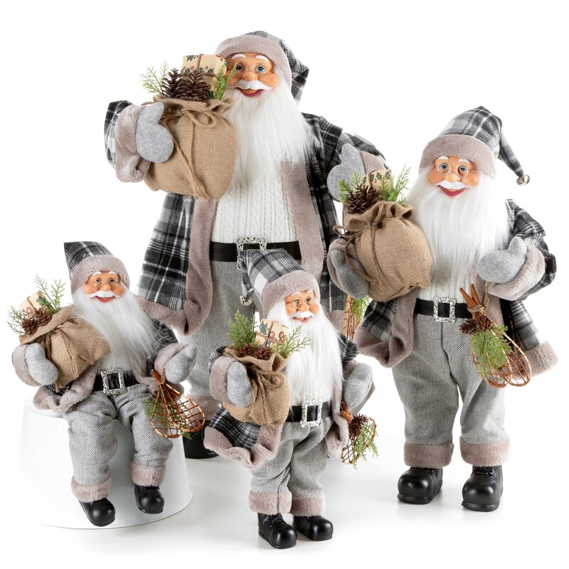 Figurka bożonarodzeniowa Mikołaj popielaty 27 x 12 x 40 cm – idealna dekoracja
