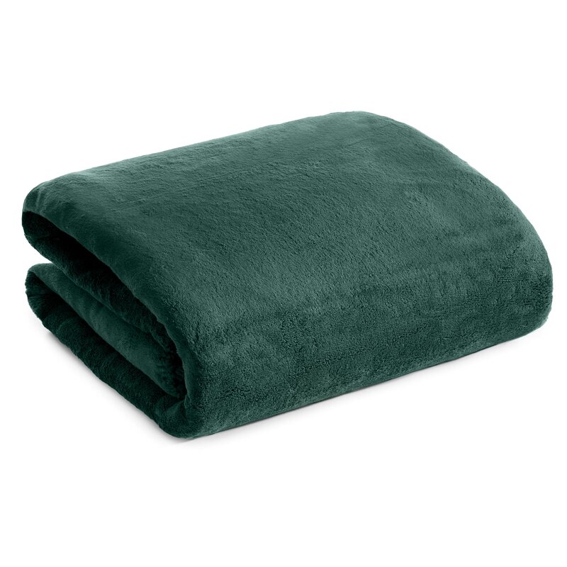 Koc flano ciemnozielony 170 x 210 cm – ciepły i przytulny