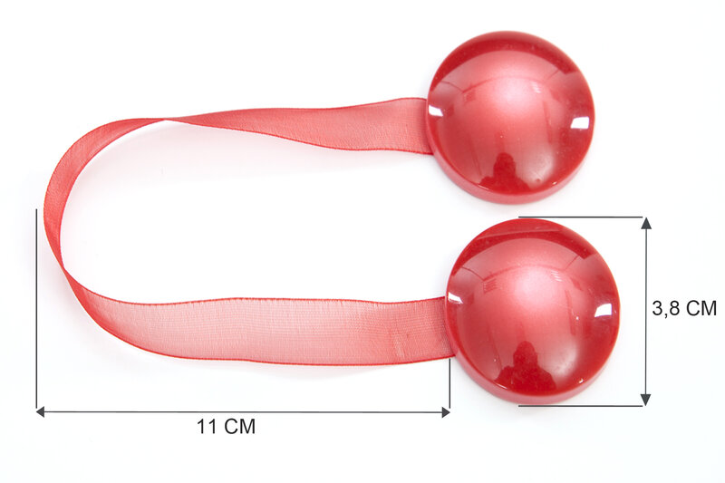 Upinacz dekoracyjny z magnesem czerwony 11 cm – szybka dekoracja okna