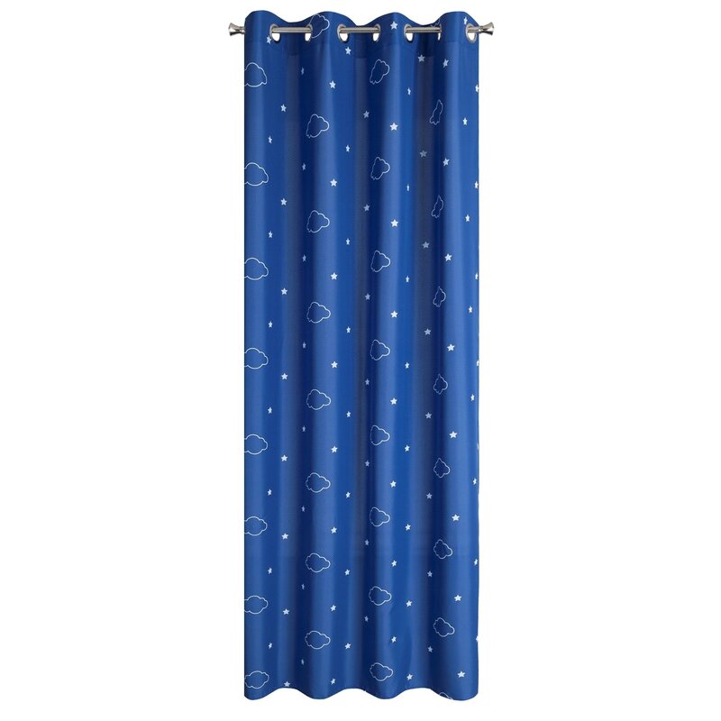 Zasłona gotowa Nubles granatowa 140 X 250 cm – z fluorescencyjnymi gwiazdkami