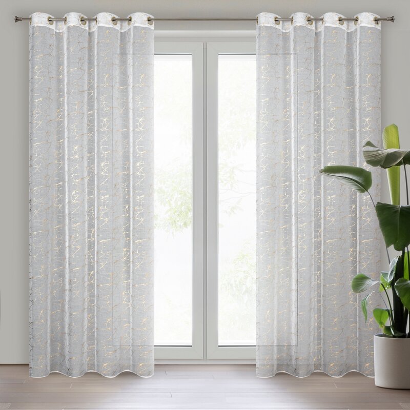 Firana gotowa REVA1 biała 140 X 250 cm – z subtelnym nadrukiem